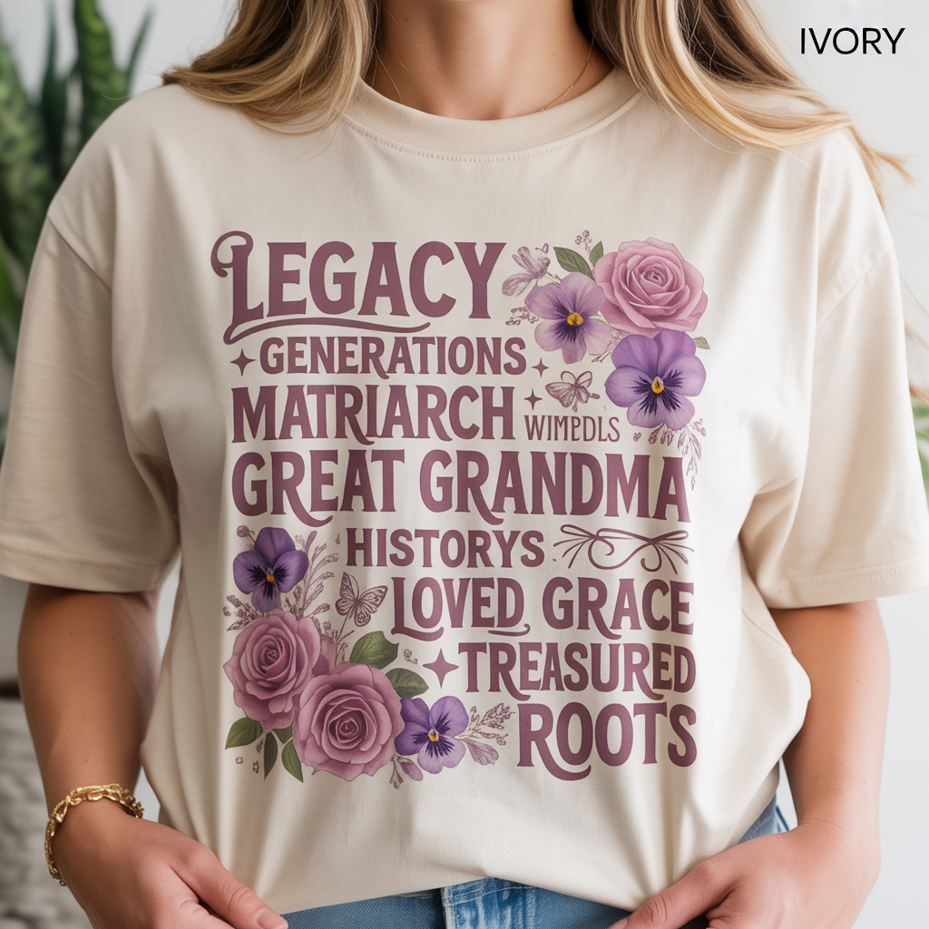 Great Grandma Matriarch Floral T-Shirt Vintage Botanical Family Root Graphic Unisex Tee