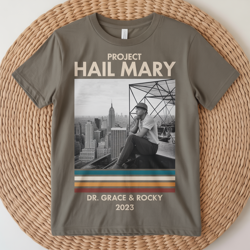 Vintage Project Hail Mary Graphic T-Shirt Dr Grace and Rocky Sci-Fi Fan Apparel Unisex Tee