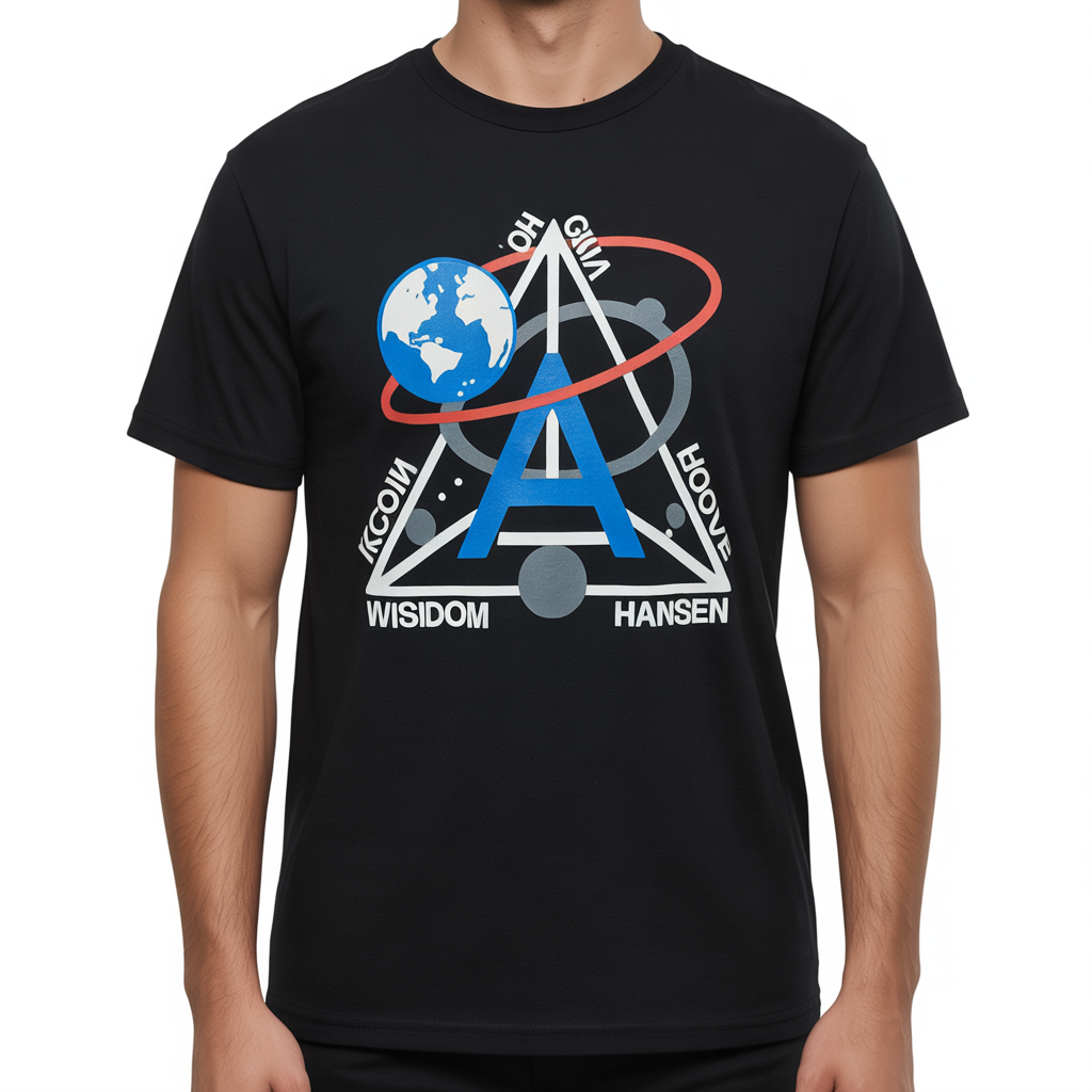 Abstract Geometric Earth Orbit Graphic T-Shirt Retro Sci-Fi Streetwear Short Sleeve Tee