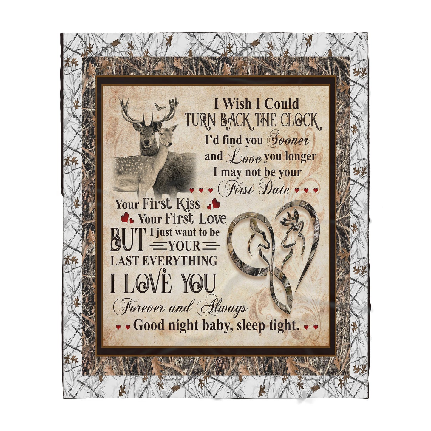 Deer Camo Lover Couple Sherpa Blanket TN
