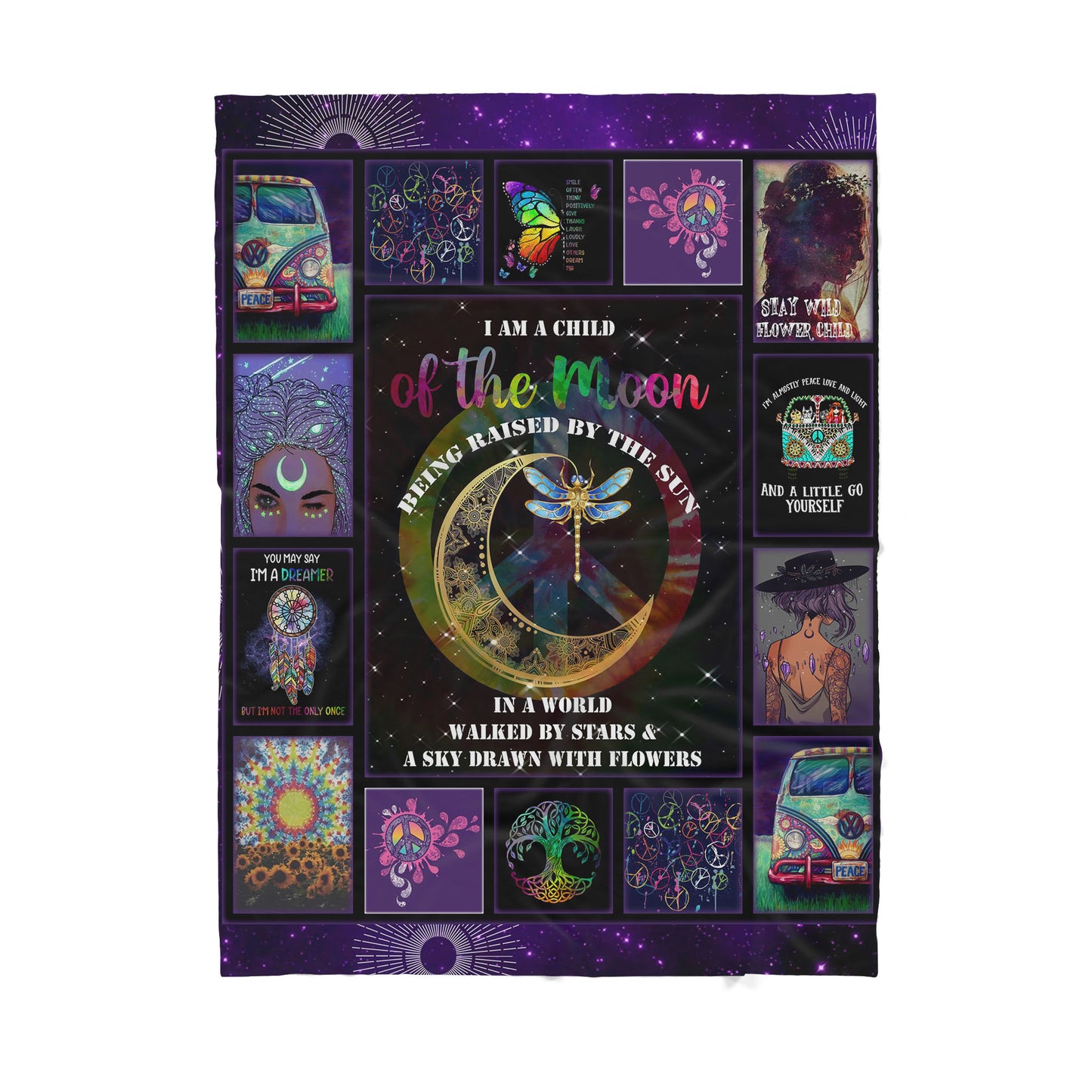 Custom Blanket Child Of The Moon Raised By The Sun Hippe Sherpa Blanket MEI