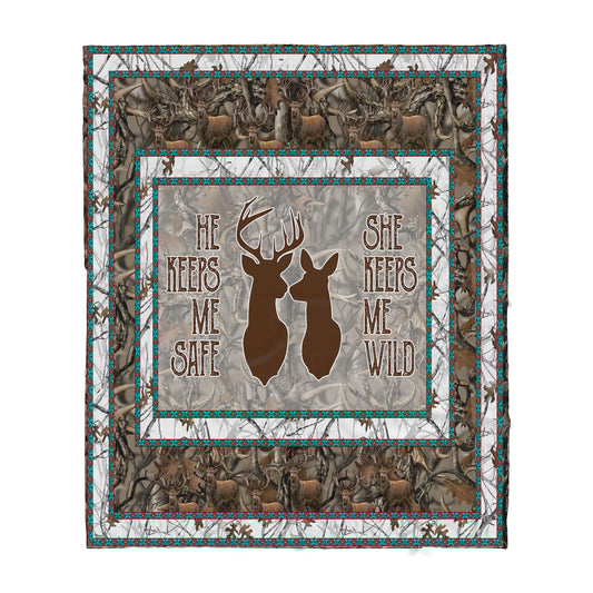 Custom Blanket Deer Couple Sherpa Blanket TA