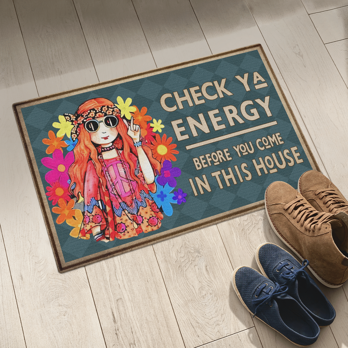 Check Ya Energy Hippie Door Mat
