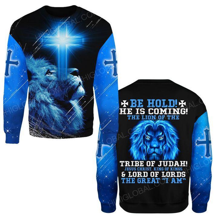 BE HOLD HE IS COMING THE LION OF THE TRIBE OF JUDAH JESUS CHRIST KING OF KINGS - Amaze Style™-Apparel