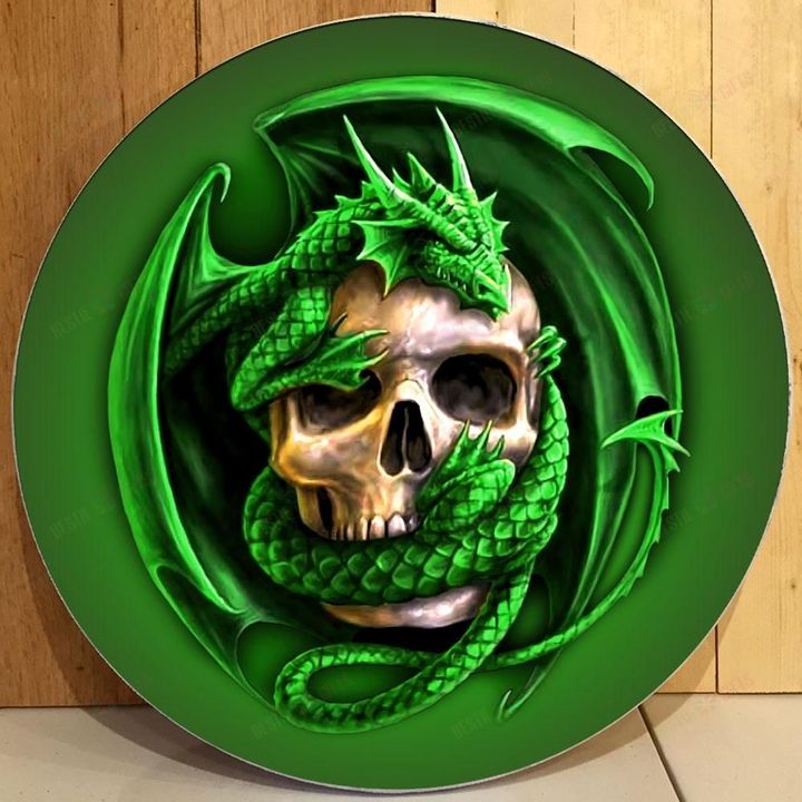 Love Dragon Christmas Round Wooden Door Plate