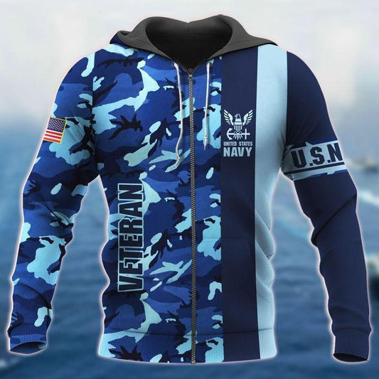 American US Navy Veteran Over Printed Unisex Deluxe Hoodie ML