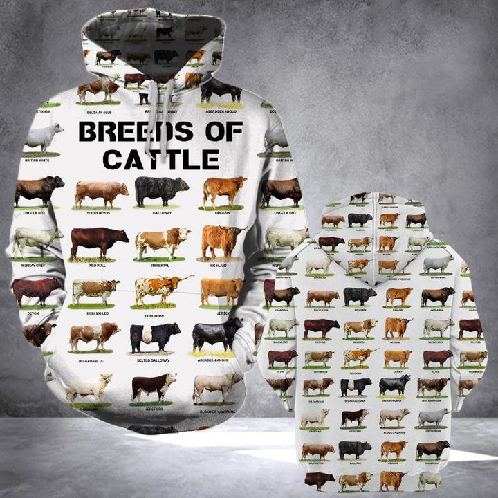 Cattle 3D All Over Printed Hoodie For Men And Women