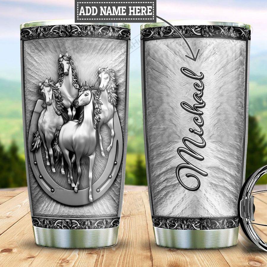 Personalized Horse Silver Style Stainless Steel Tumbler