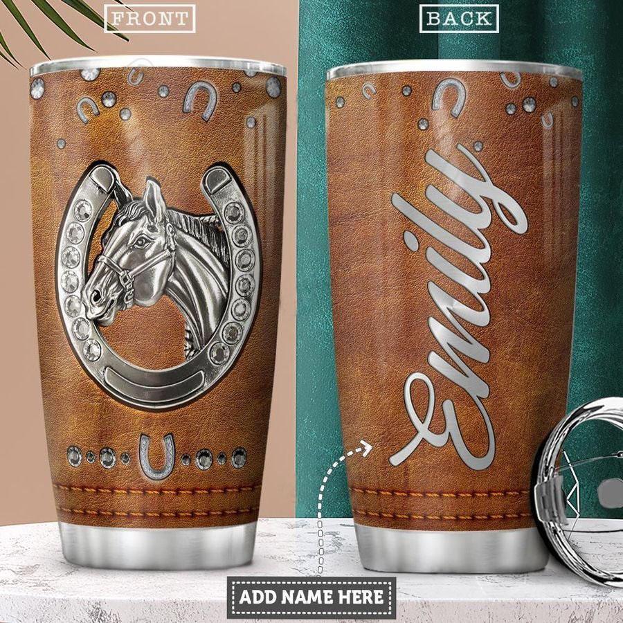 Horse Jewelry Leather Style Personalized Stainless Steel Tumbler