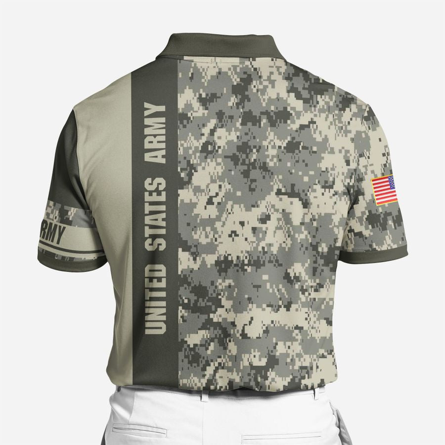 Premium Unique US Army Veteran Polo All Over Printed Shirt For Man