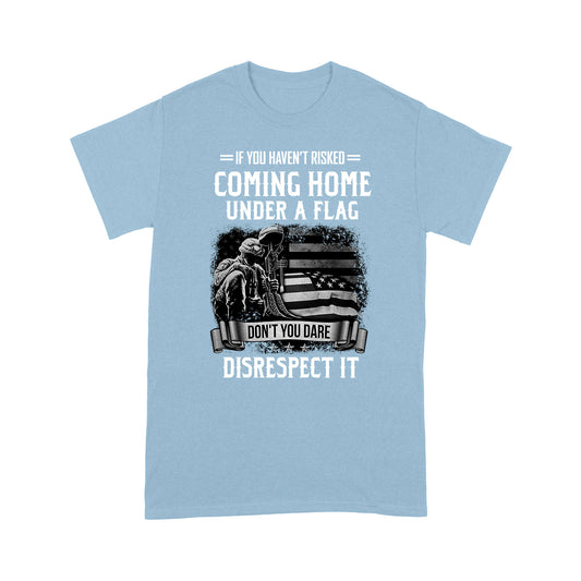 Coming home under a flag Veteran T-shirt HC