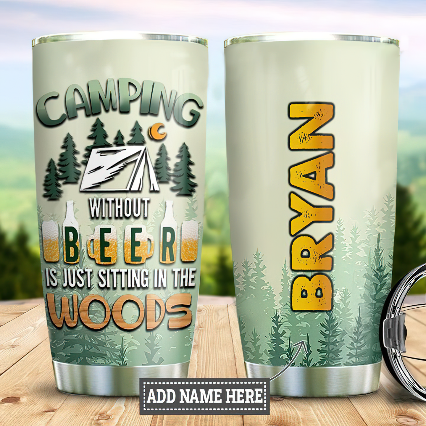 Personalized Name Camping Stainless Steel Tumbler