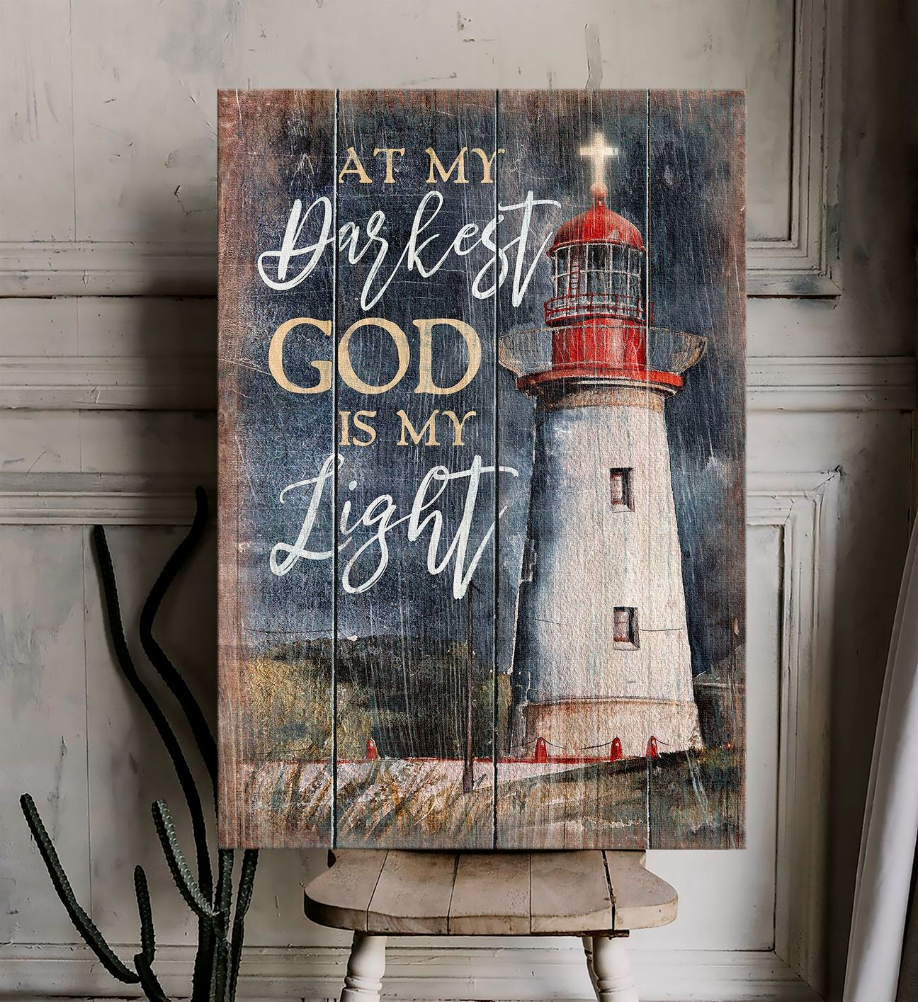 God is my Light Christian Jesus Portrait Canvas Print - Wall Art