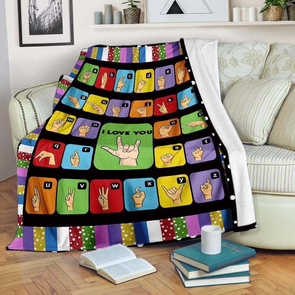 Sign Language Fleece Blanket