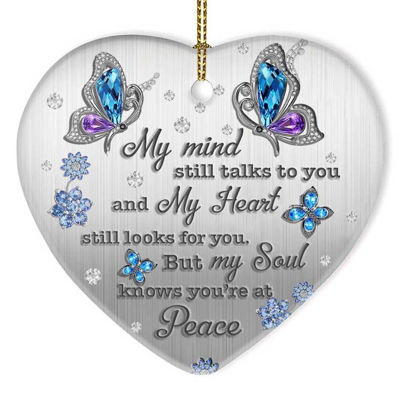 Jewelry Style Butterfly Forever In My Heart Heart Ornament, Memorial Gifts On Christmas Occasion