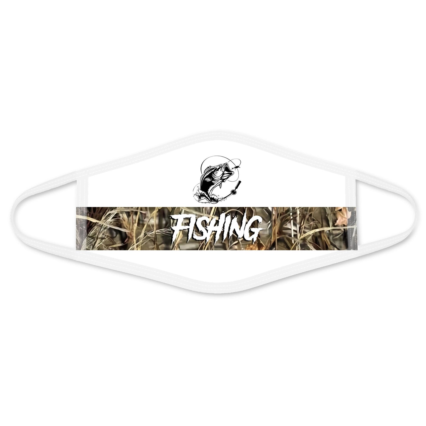 Fishing Bass Sports Face Mask White HC