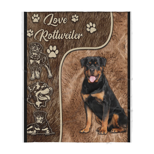 Custom Blanket Rottweiler- Gift For Dog Mom - Sherpa Blanket HG