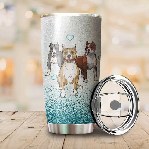 Custom Name – Girl Who Loves Pit Bull Shepherd 3D Tumbler Cup