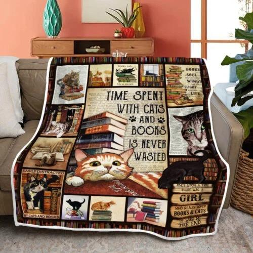 Cats And Books Throw Blanket