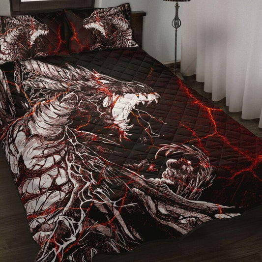 Lava Black Dragon Art Quilt Bedding Set KT