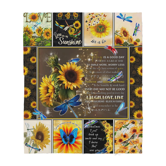 Dragonfly Sunflower Sherpa Blanket MEI