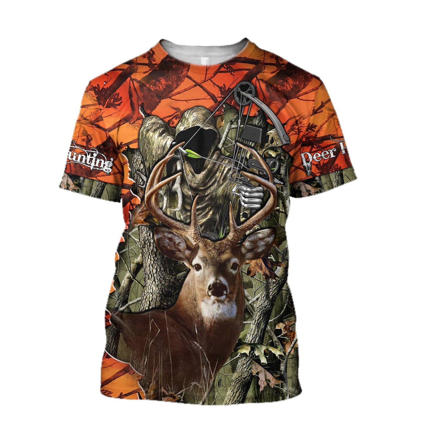 Personalized Name Hunting Deer Orange Camo 3D Unisex Shirts