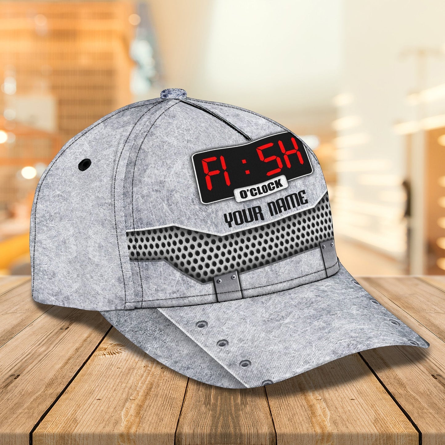 Custom Name Fishing hat Clock 3D design print Cap