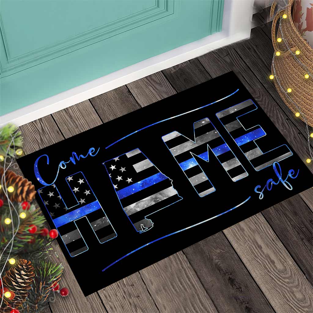 Custom Map Come Home Safe - Police Personalized Door Mat