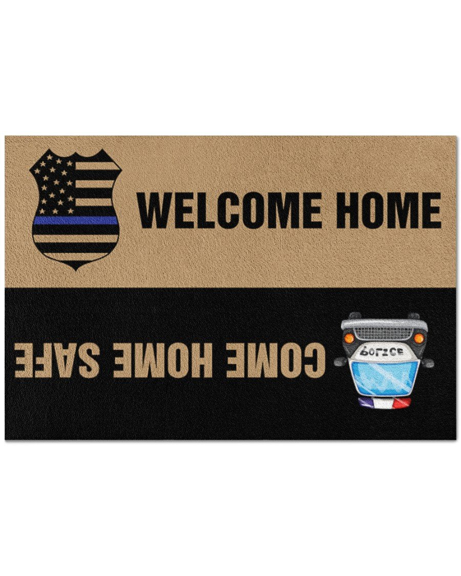 Police Come home safe Door Mat