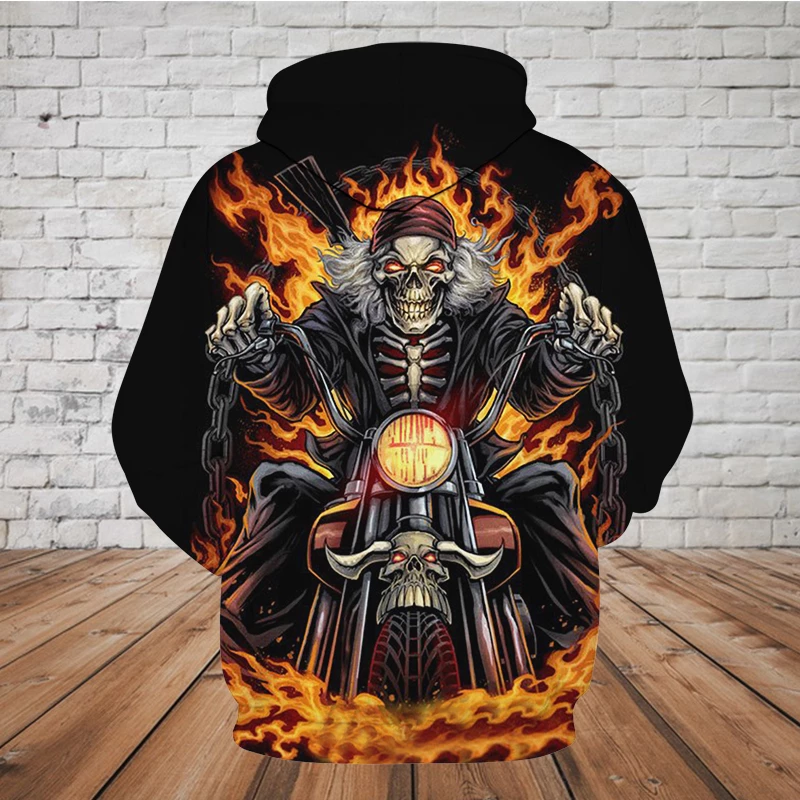 SKULL 3D HOODIE - RIDING SKELETON SKULL PL302 - Amaze Style™-Apparel