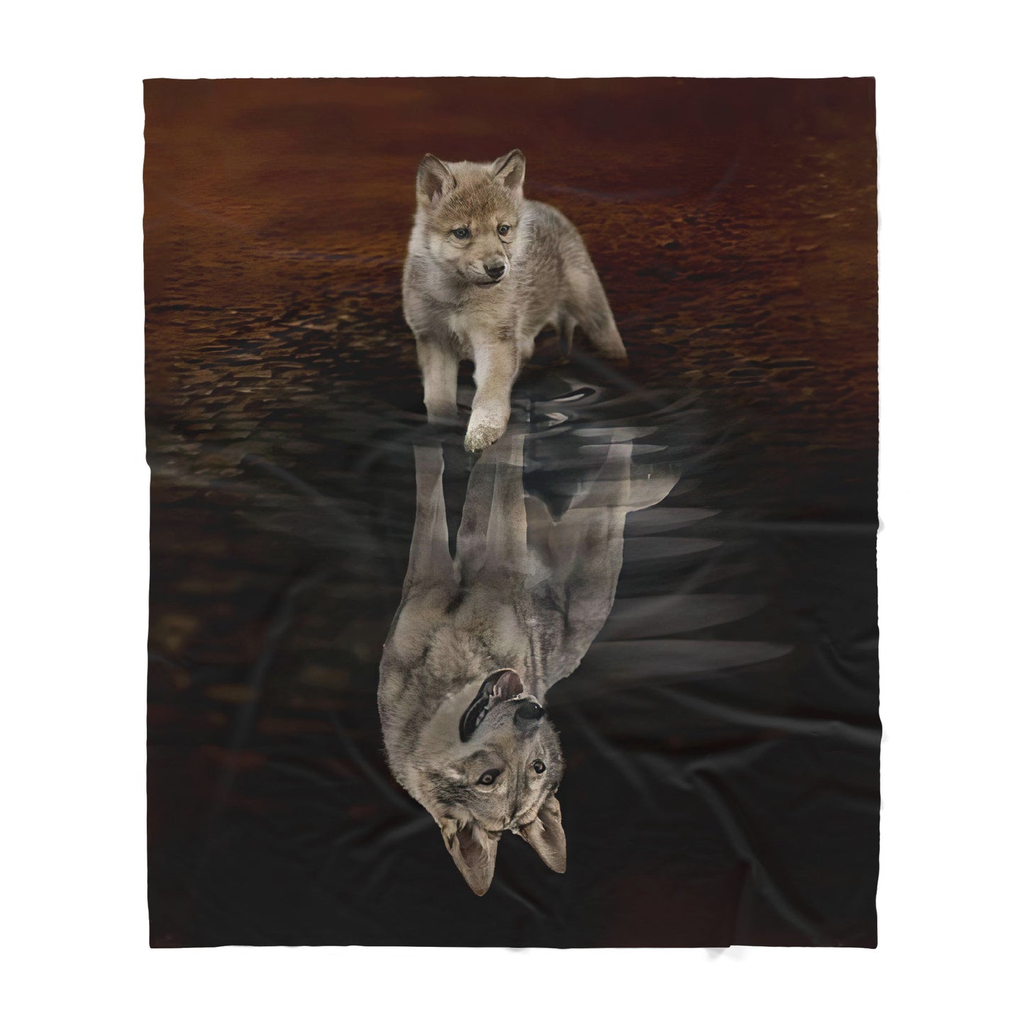 Custom Blanket Wolf Reflection The Flow Of Life Sherpa Blanket MEI