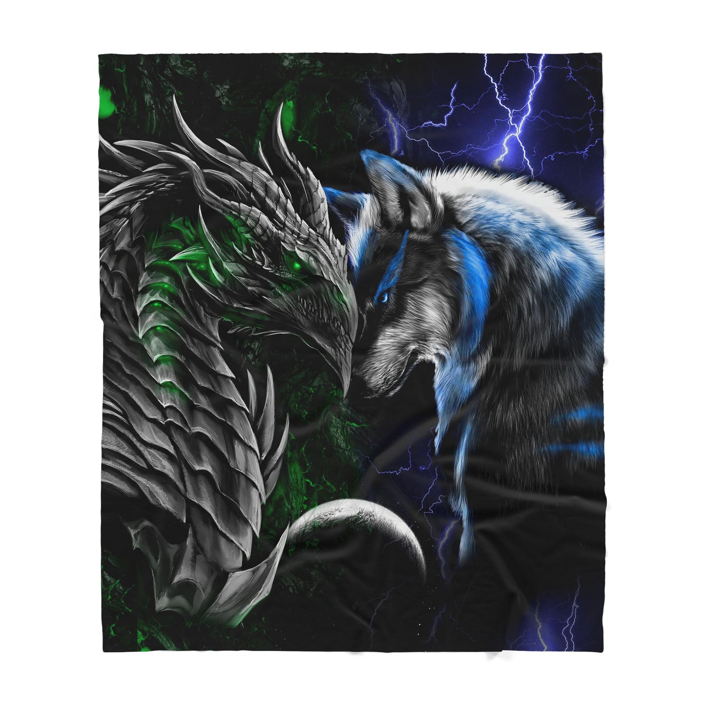 Custom Blanket Dragon and Wolf - Gift For My Family - Sherpa Blanket HG