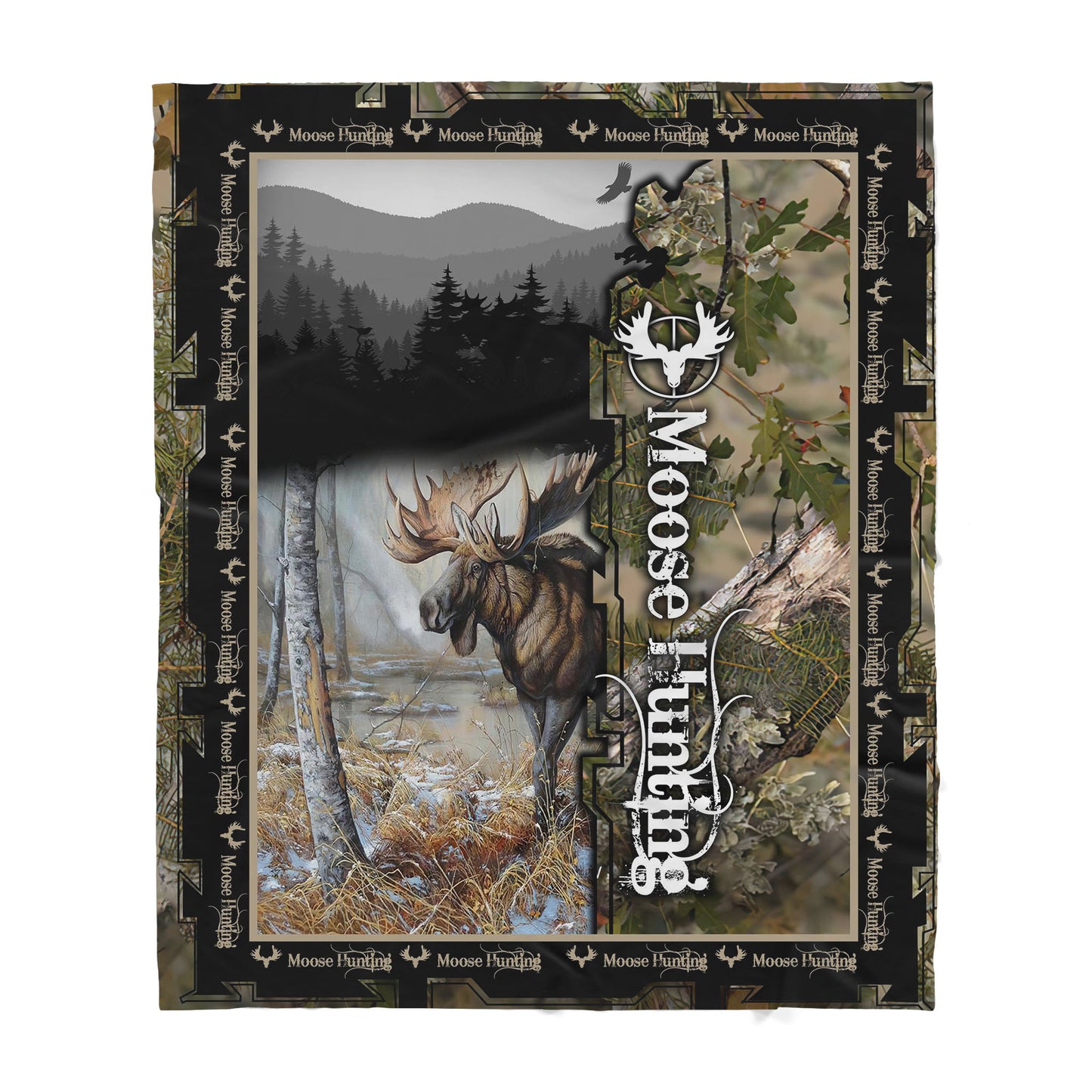 Custom Blanket Moose Hunting - Sherpa Blanket DL