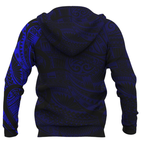 Maori Tattoo Style Hoodie - Blue A7 - Amaze Style™-Apparel