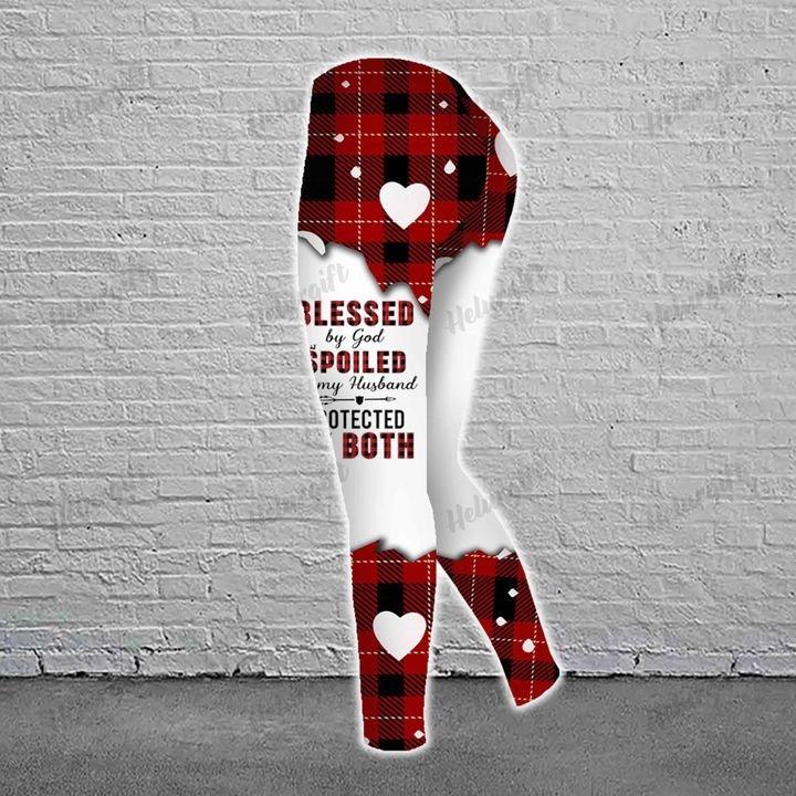 Blessed By God Spoiled By My Husband Red Buffalo Combo Legging Camisole Tank 14062105.CTA