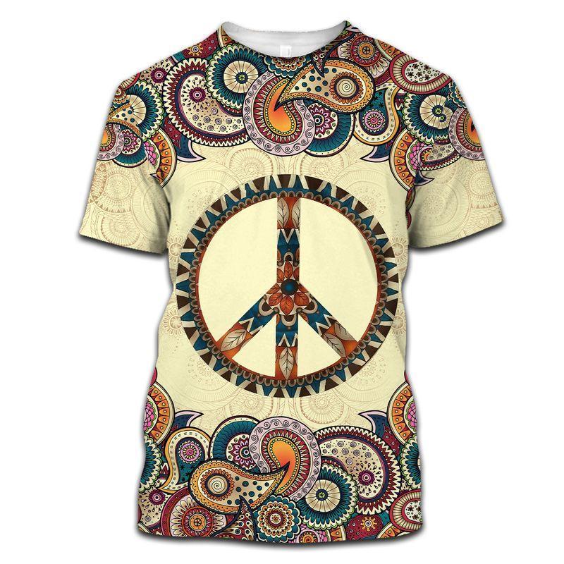 Hippie Vintage Peace Sign 3D All Over Printed Unisex Shirts