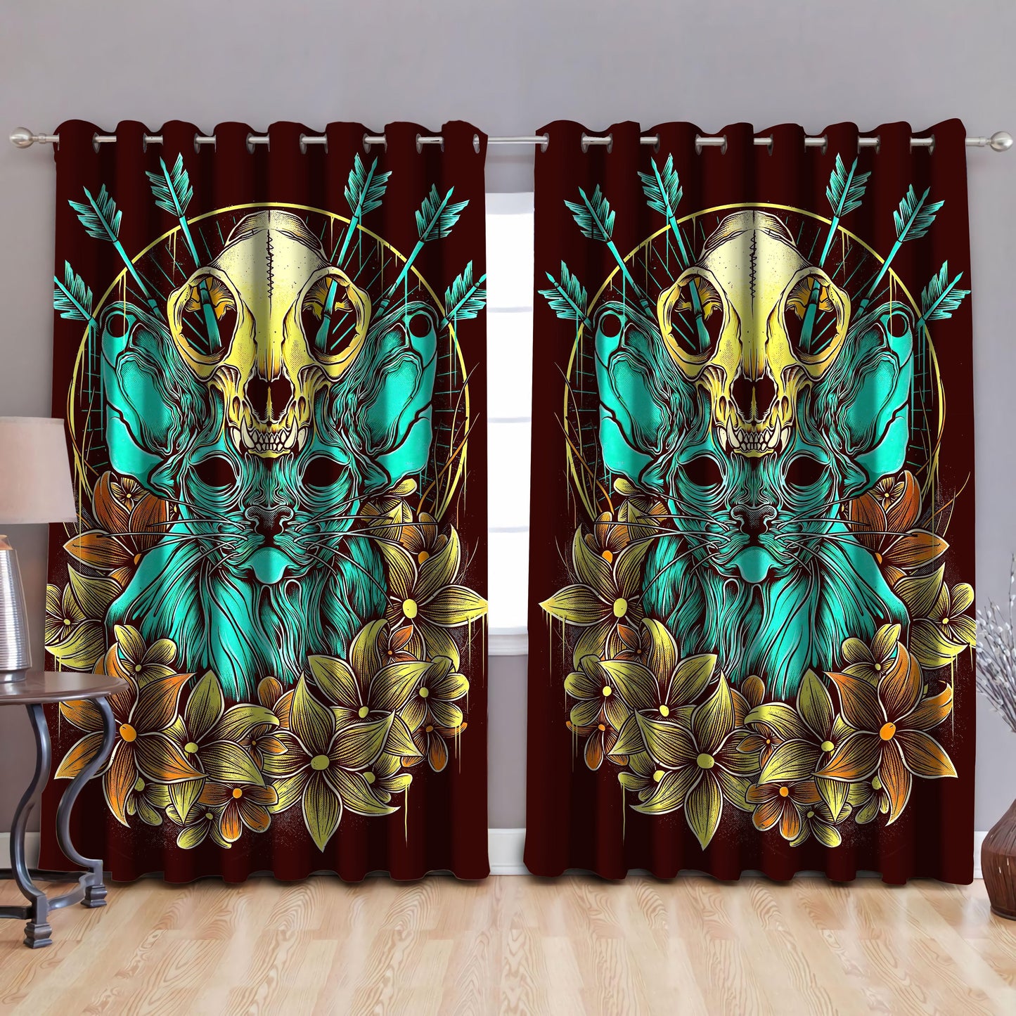 Sphynx Skull Nature Window Curtains HHT03082003S
