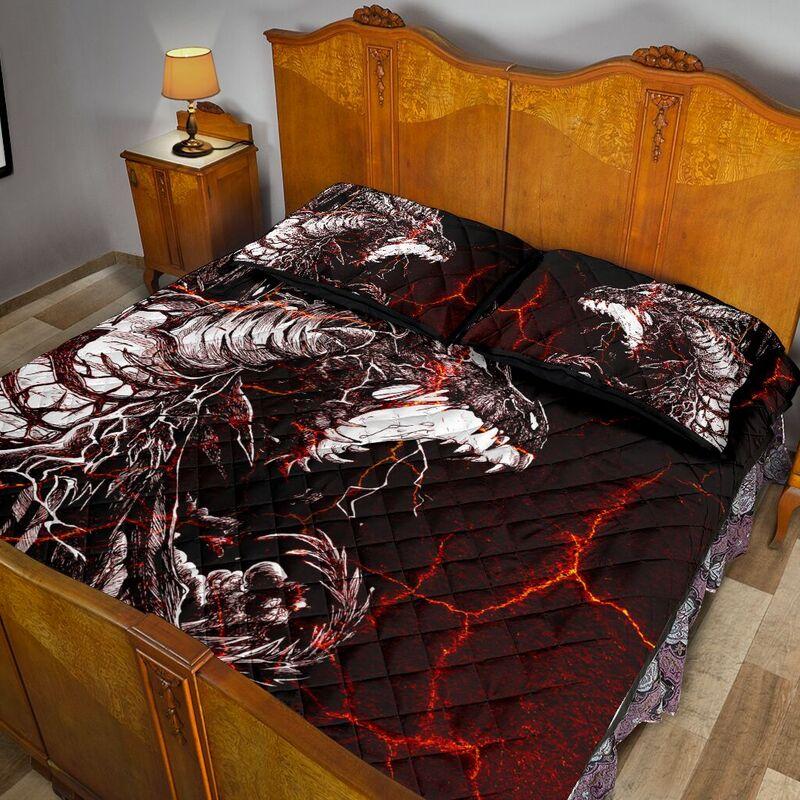 Lava Black Dragon Art Quilt Bedding Set KT