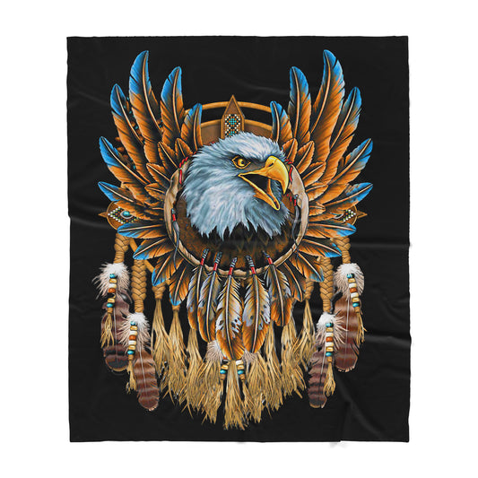 Native American Pattern Eagle Sherpa Blanket