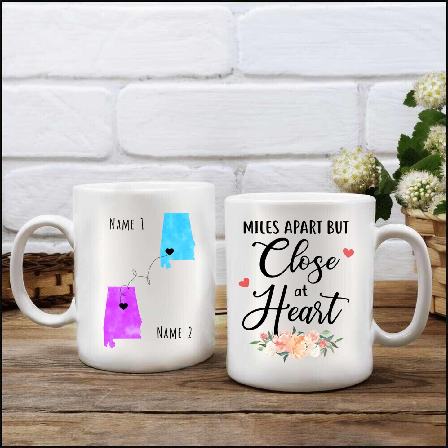 Personalized Distance Mug- Miles Apart but Close at Heart