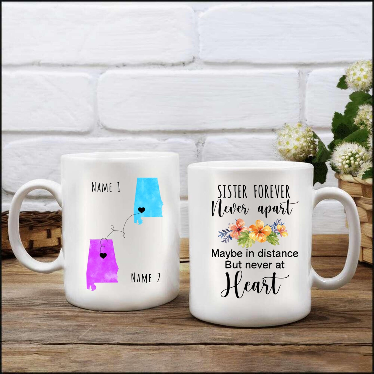 Personalized Distance Mug- Sister Forever DL