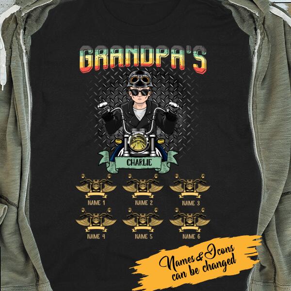 Granpa's Biker Gang Personalized T-Shirt, Best Gift For Grandpa