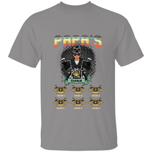 PaPa's Biker Gang Personalized T-Shirt, Best Gift for Dad and Grandfather