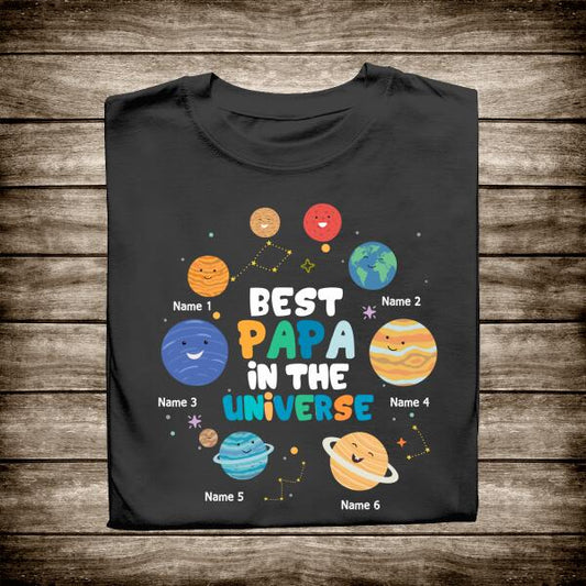 Best Papa In The Universe Personalized T-shirt Amazing Gift For Dad Father Bonus Dad
