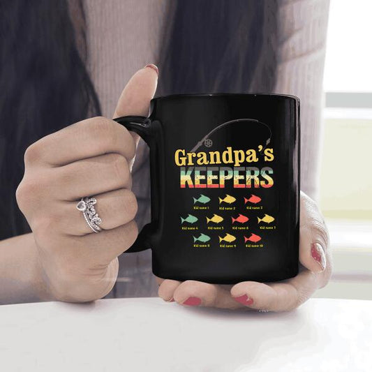 Grandpa's Keepers Fishing Mug Personalized Gift For Father Papa