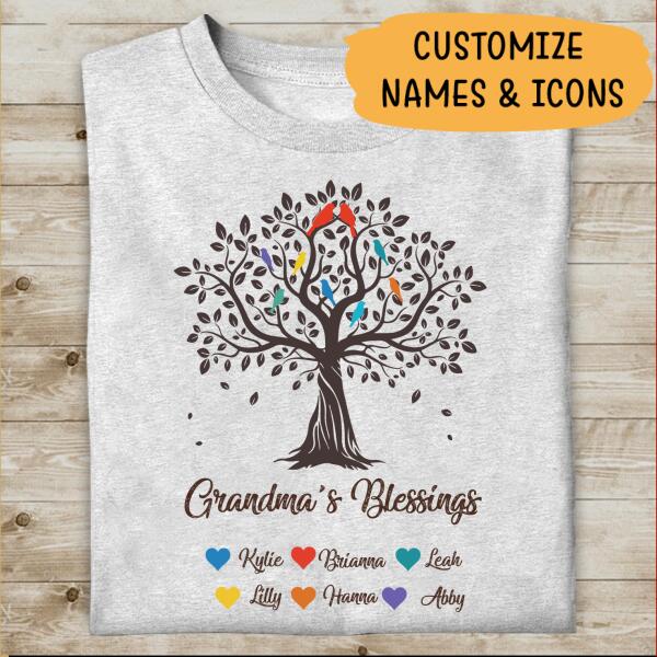 Grandma's Blessings Personalized T-shirt Special Gift For Mom Mother Grandma