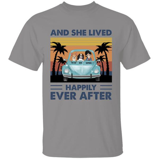 And She Live Happily Ever After Personalized T-shirt Amazing Gift For Dog Lover Friends GirlFriend