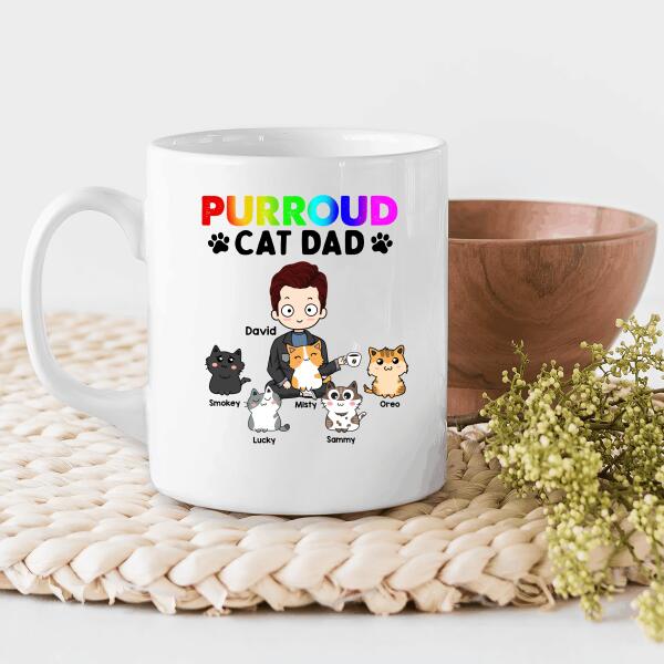 Purroud Cat Dad Personalized Mug, Best Gift For Cat Lovers