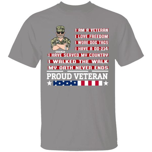 I Am Veteran I Love Freedom I Wore Dog Tags Pesonslized T-shirt For Dad Papa Grandpa Amazing Gift