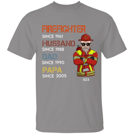 Firefighter Husband Dad Papa Personalized T-shirt For Father Amazing Gift